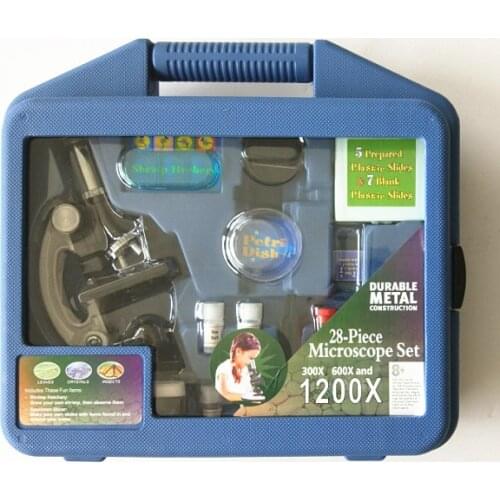28pieces Student Biological Microscope Set 300x 600x 1200x Metal Microscope Scientific Discovery Room