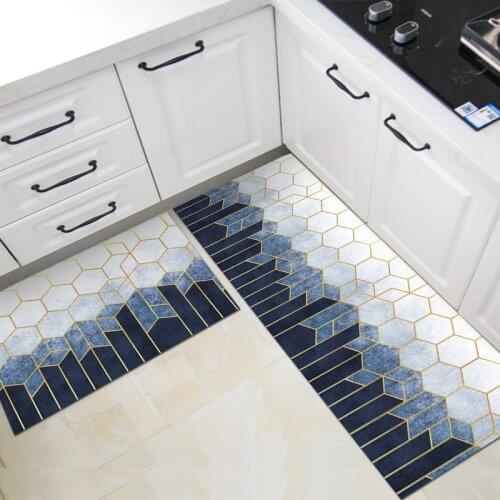 Non-slip Kitchen Mat Geometric Printed Kitchen Rugs Absorbable Entrance Doormats Home Floor Mats Bedside Area Rugs