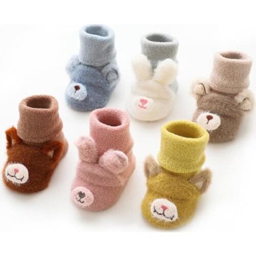Baby Cute Socks Autumn Winter Thickened Warm Kids Cartoon Cotton Sock Indoor Non-slip Toddler Sock For 0-3 Years Old New