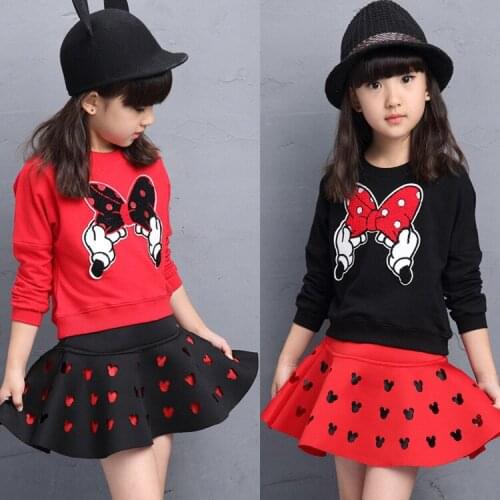 2020 new Childrens clothing sets Spring autumn Girls cotton cute sweatshirts+Embroidered skirt Two piece suit baby kids clothes