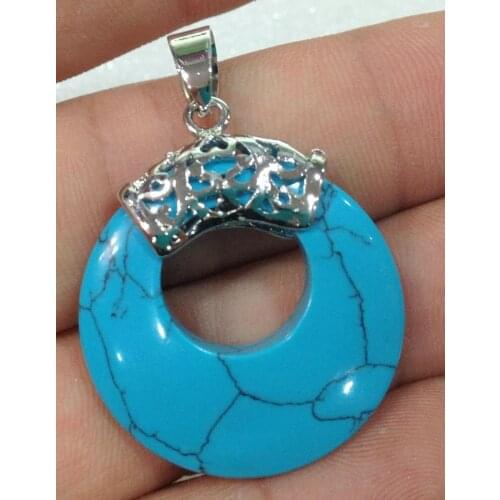 New NATURAL Turquoise NECKLACE GEMSTONE PENDANT 18KGP