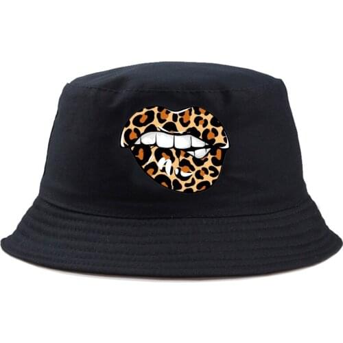 Panama Bucket Hat Men Women Lips Leopard Graphic Print summer Hat Hip Hop Fishing Fisherman Hat FOR BOY GIRLS