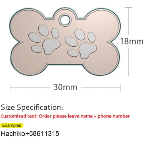 Personalized Dog Tags Engraved Cat Puppy Pet ID Name Collar Tag Pendant Pet Accessories Bone/Paw Glitter