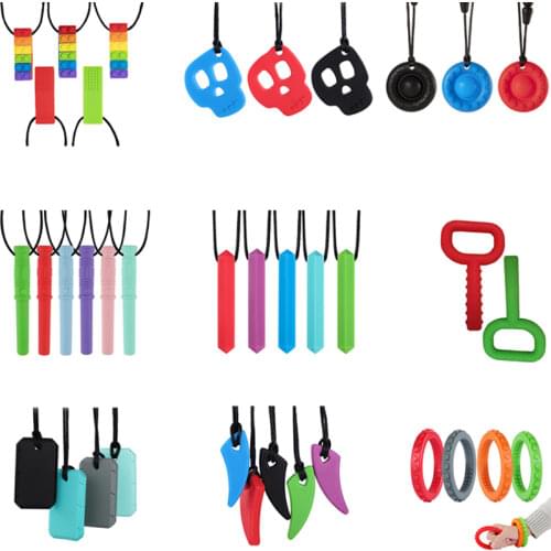 New Sale Baby Teether Rainbow Wristband Robot Sensory Chew Necklace for Teething Autism Biting Chewing Baby Care BPA Free Beads