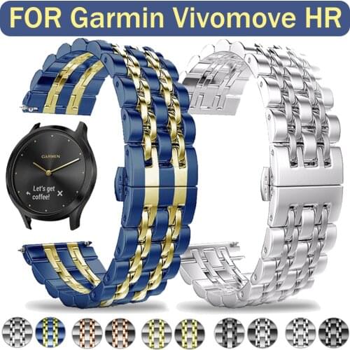 20mm 22mm Stainless Steel Strap for Garmin Vivomove HR Watch Luxury Metal Band for Vivomove HR Bracelet Watchband Accessories