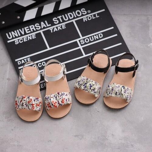 2020 summer new fashion baby genuine leather sandals girls small floral leather shoes princess summer elegant sandals
