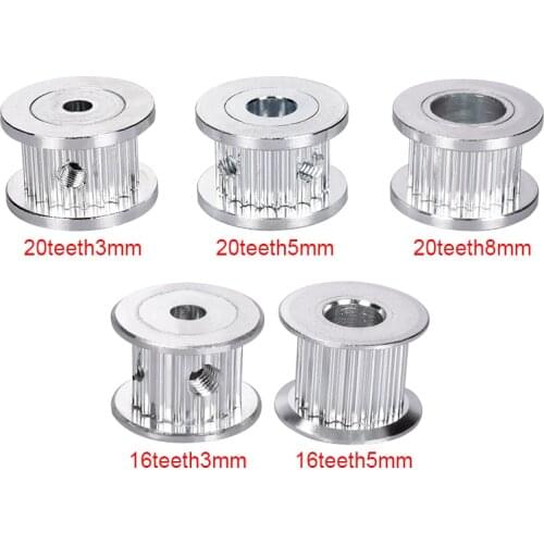 1PC GT2 Idler Timing Pulley 16/20 Teeth Wheel Bore 3/5/8mm Aluminium Gear Teeth Width 6mm 3D Printers Parts For Reprap Part
