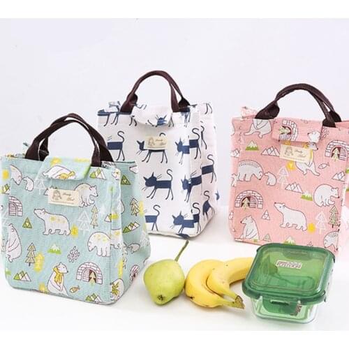 Lunch Food Preservation Bag Animal Series Multifunction Waterproof Canvas Insulated Thermal Handbag Portable Picnic Storage Tote