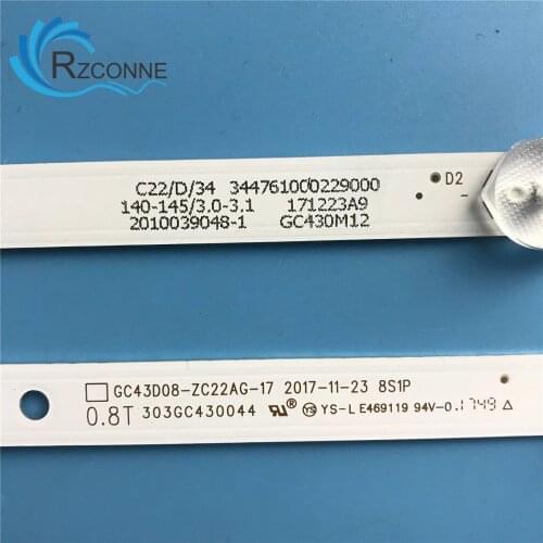 LED backlight strip 8 lamp for Samsung 43'' TV GC43D08-ZC22AG-17 15 23 13 303GC430044 303GC430043 un43j5200af un43j5202