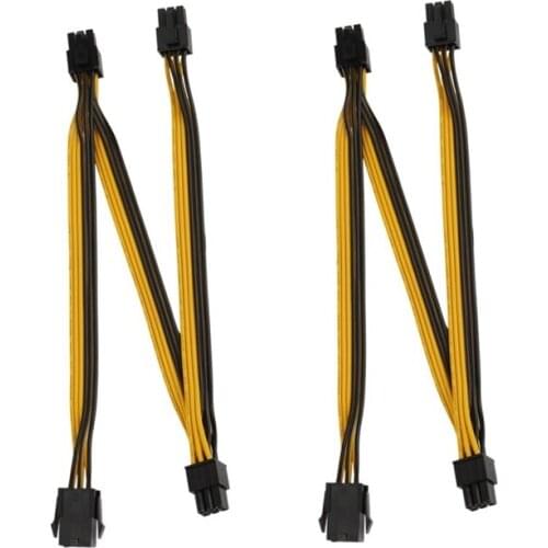 2Pack PCI-E PCIe 6Pin Female to 3 6P Male PCI Express Extension Cable Power Supply 20cm for Graphics Video Card Adapter