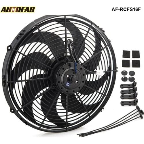 Racing Car Universal 12V 16" Electric Fan Curved S Blades Radiator Cooling Fan For Radiator Oil Cooler AF-RCFS16F