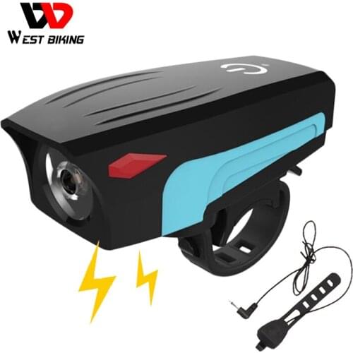 WEST BIKING Bicycle Lights with 130 db Bells LED Front Light 5 Modes Cycling Flashlight Rainproof Headlight MTB Bike Light