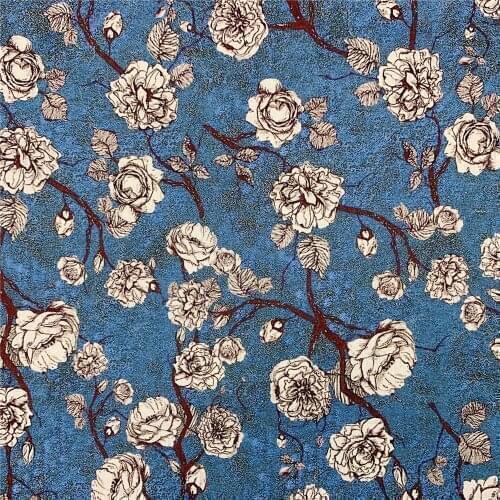 Vintage blue flowers 100% cotton fabric Patchwork Sewing Quilting woman shirt clothes handmade patchwork Pillowcase curtain