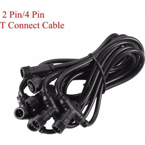 Waterproof Rating IP67 UL2464 Wire Black PC 3M Single Color Lights 2 PIN/RGB Color Lights 4 PIN T Connect Cable