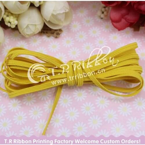 Top quality! 1/8" 3mm Skinny Elastic Ribbon #645 yellow color, 200yards per roll for DIY accessaries
