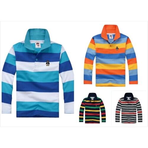 High quality 6 colors avail Boys polo shirt brand childrens long-sleeved shirt warm cotton T-shirt 2-12