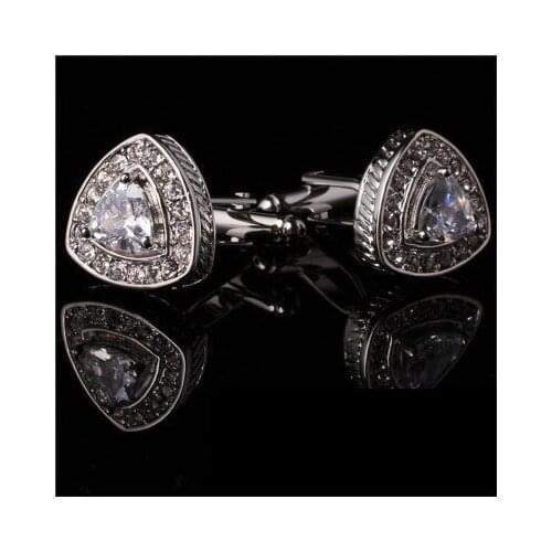 White Zircon Clear Stone Gem Rhinestone Cufflink Cuff Link 4 Pairs Wholesale Free Shipping