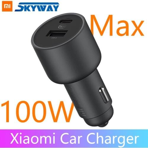 Original Xiaomi Car Charger 100W QC 5V 3A Fast Charging USB-A USB-C Dual Port Output USB Wireless Power Bank For Phone