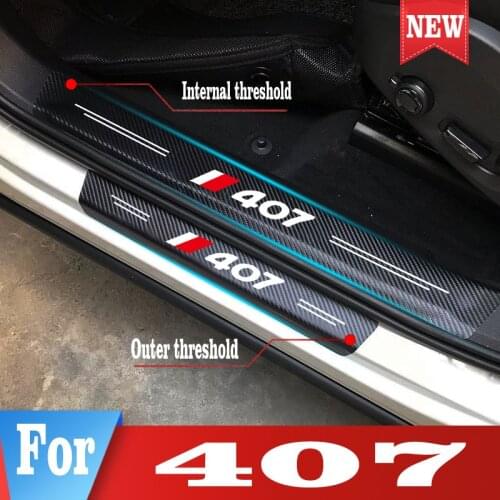 Car Door Sill Protection Stickers Scuff Plate Decor Sticker For Peugeot 407 Car Threshold Styling Accessories