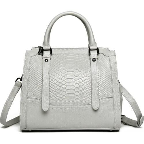 Genuine leather crocodile print women big handbag casual totes bags