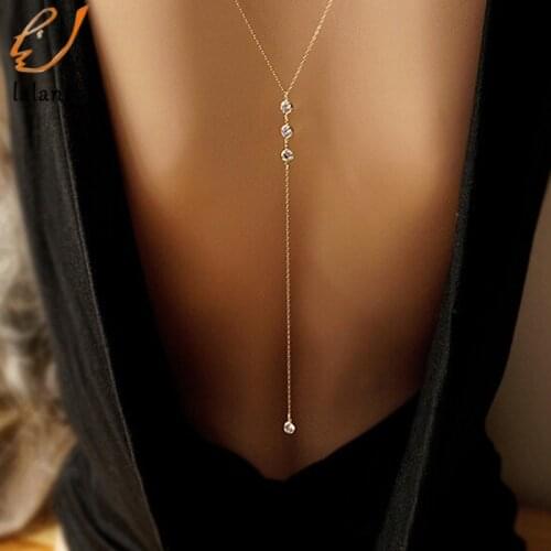 Women Body Chain Boho Beach Bikini Bib Crystal Wedding Summer Dress Backdrop Back Necklace Jewelry Female Body Jewelry