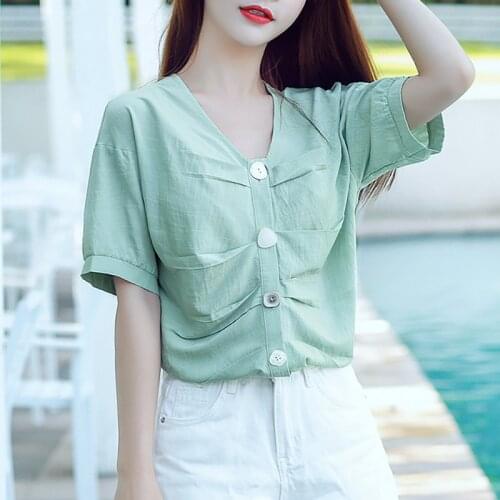 Women Shirts Elegant Women Chiffon Blouses V-neck Shirt Korean Fashion Woman Shirts Blusas Mujer De Moda 2021 Women Loose Tops