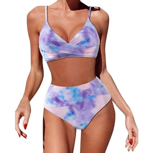 Plus Size Sexy Bikini 2021 Push Up Two-Piece Swimwear Women Gradient Print Bikini Set Swimsuit Bathing Suit Beachwear Biquini