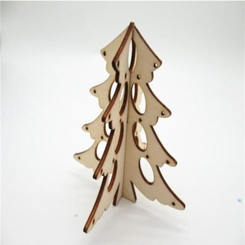 1/2PCS 10cm Natural Wood Crafts Christmas tree stereoscopic hollow out Pentagram Art Collection Handmade wooden DIY decoration