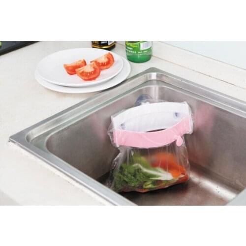1PC Strong suction cup home kitchen sink garbage bag holder thickening plastic garbage bags fitted rack shelf NI 004