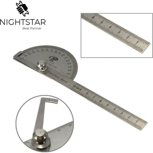 100mm Stainless Steel Angle Finder Rule Measure Machinist Tool Craftsman Rule Ruler Machinist Goniometer 180 Protractor