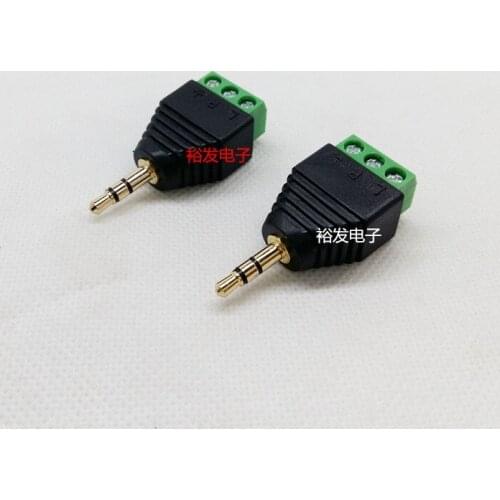 100pcs 3.5MM male stereo conversion terminal 3.5 headset two-channel audio two-ring three-core solderless plug