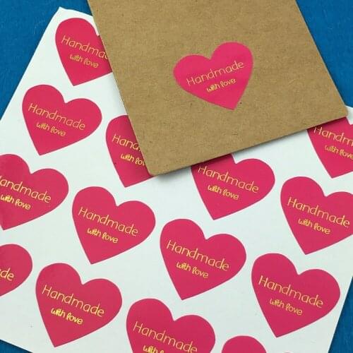 1200PCS/Lot Fashion heart-shaped paper printed"Handmade with you"Labels sealing Stickers packaging For Jewelry/Box/gift/envelope