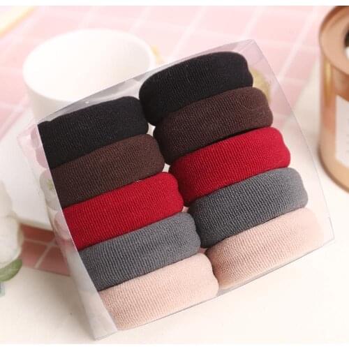 24set/lot 10pcs/set DIY Simple Multi Fabrics Overstriking Thicken Hair Ring Elasticity Hair Bands Styling Tool Accessory HA1654