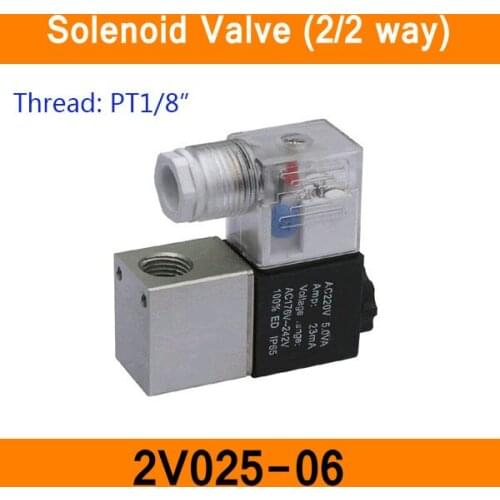 2V025-06 1/8" 2 Position 2 Port 2 Way Air Solenoid Valves Pneumatic Control Valve DC12V DC24V AC36V AC110V AC220V
