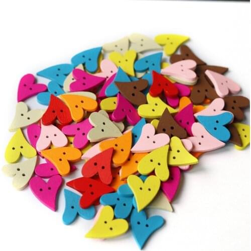 50pcs/set Colorful Wood Wooden Sewing Heart Shape Button Buttons Craft Scrapbooking 20mm for Garment Accessories 8676