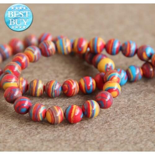 8mm Fashion New Multicolor Turkey stone beads stripe round 15" Jewelry making design wholesale