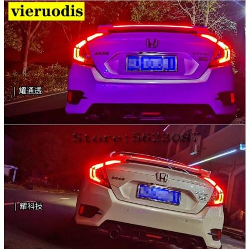 Car Style LED ABS Spoiler With Rear Brake Lamp For Honda for Civic 2016-2017 Tail Light Trunk Led Accessories