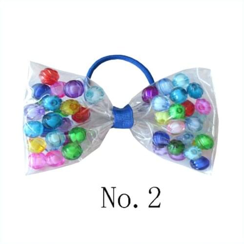 20 BLESSING Girl 4.5" Crystal Hair Bow Transparent PVC Accessories Swim Elastics