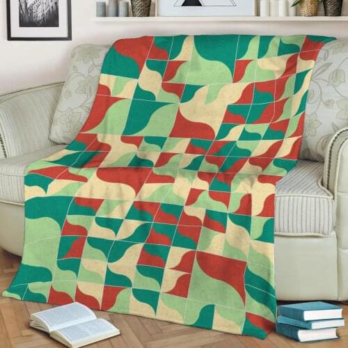 Abstract Geometric Pattern 3D Printed Velvet Plush Throw Fleece Blanket Bedspread Sherpa Blanket Home Decora