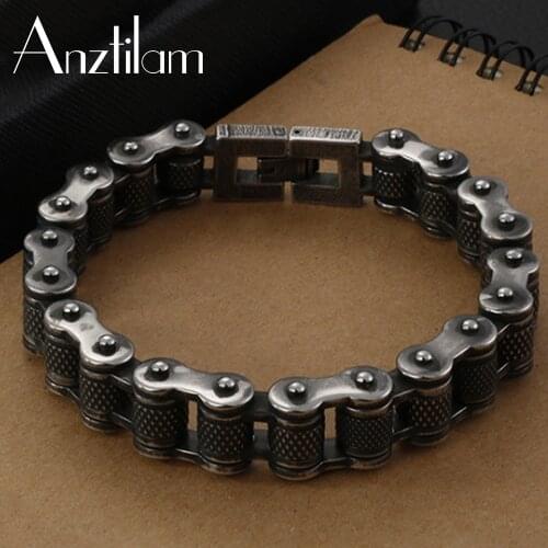 Punk Bracelet Locomotive Style Silver Black Bicycle Chain Stainless Steel Bracelets For Men Women Jewelry Gifts