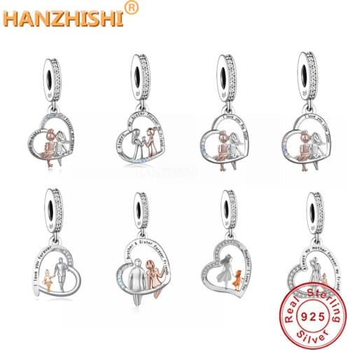 925 Sterling Silver Always My Sister Forever My Friend Pendant Charm Beads Fits Original Pandora Charm Bracelet Necklace Jewelry