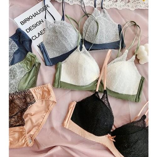 Bra for Womens Lingerie Super Push Up Bra Wire Free Adjustable Seamless Lace Thin Thicken Sexy Full Lace Young Girls A Underwear