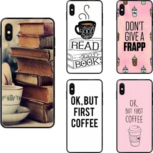 Boy For Redmi Note 4 5 5A 6 7 8 8T 9 9S Pro Max Ok But First Coffee Book Girl Black Soft TPU Cell Phone Cover Case