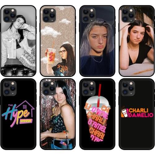 Black tpu case for iphone 5 5s se 6 6s 7 8 plus x 10 cover for iphone XR XS 11 pro MAX case Charli Damelio
