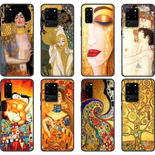 Black tpu Case For Samsung galaxy S20 /S20 PLUS/S20 ultra/S20+ /S20FE back cover Kiss by Gustav Klimt