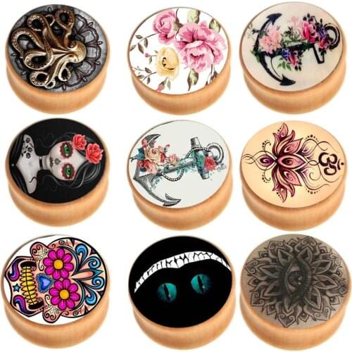 JUNLOWPY Wooden Tunnels Wood Ear Stretchers Plugs and Tunnels Double Flare Earrings Gauges Piercing Flesh alargador de orelha