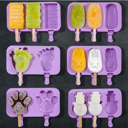 DIY Ice Cream Molds Silicone Food Safe Popsicle Reusable Homemade Ice Cube Dessert Tray Barrel Maker Mould With Lids and Sticks