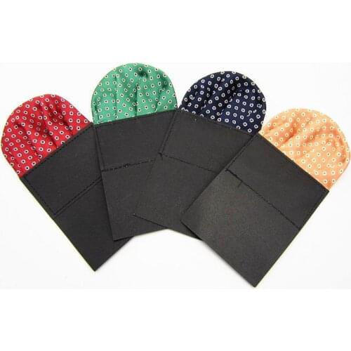 Men Polyester Silk Pre-folded Pocket Square Colour Polka Dots Floral Handkerchief Gentleman Hanky Wedding Christmas Chest Towel