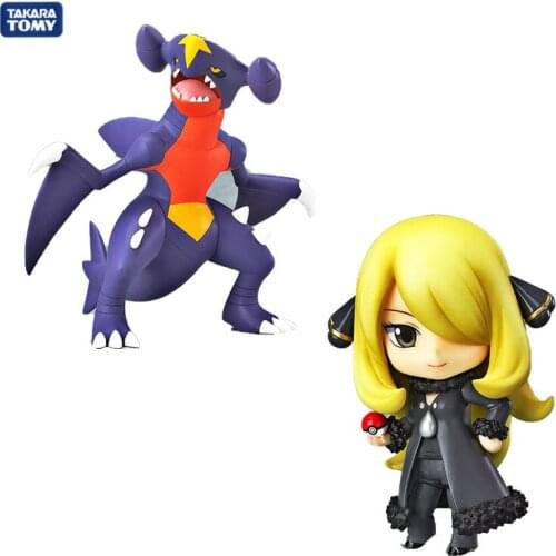 TAKARA TOMY Anime Figurine Clay Pet Elf Pokemon Champion Edition Kit Q Version Clay Magic Pokemon Cynthia Pet Elf Crimson Toys