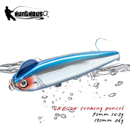 Hunthouse Fishing Lure Slow Sinking Pencil Hard Creature Artificial Baits LW512 130mm 26g T-shaped Stickbait Fishing For Seabass